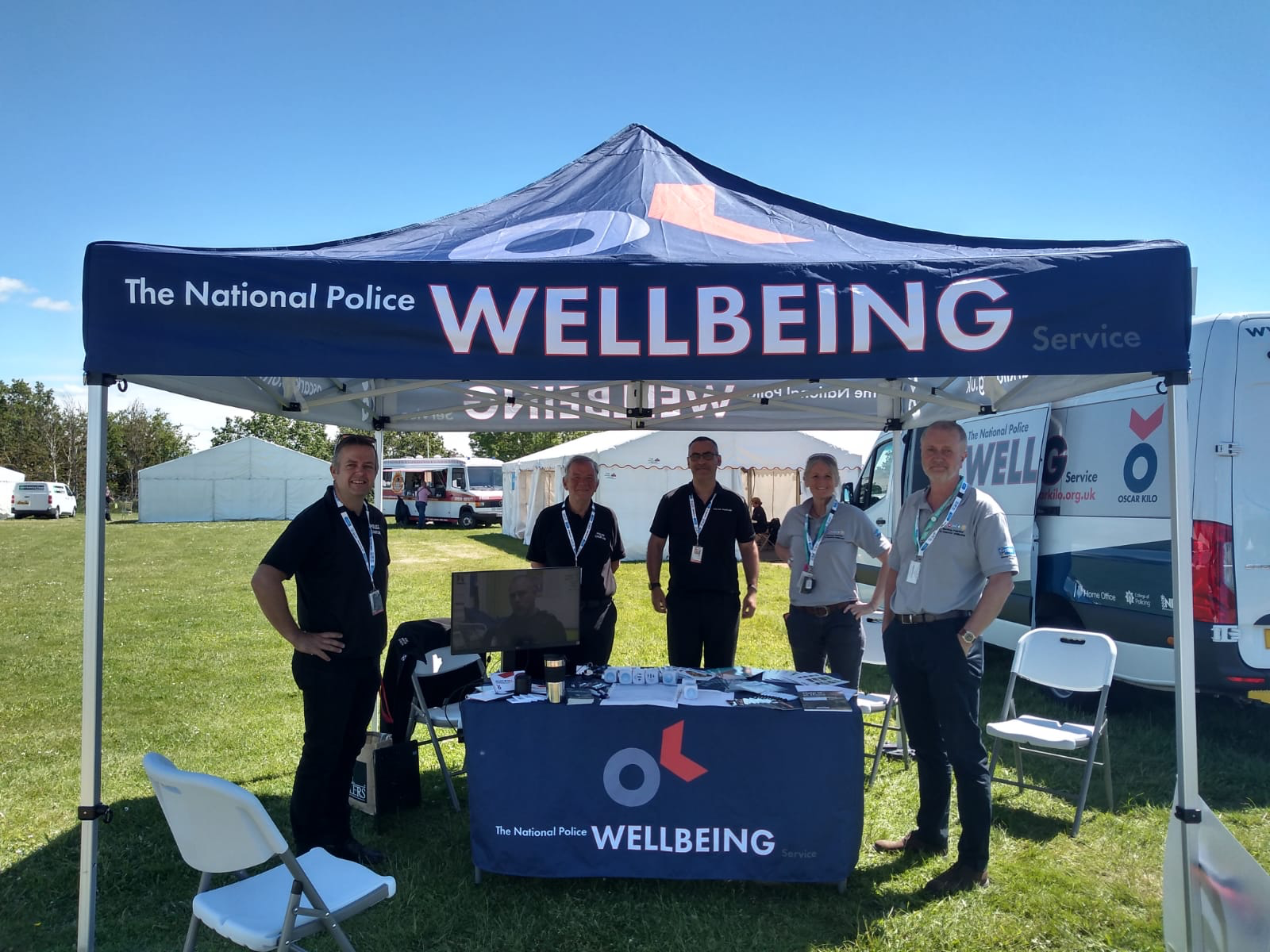 Aran Richardson Iain Miller Jonathon Ross McNairn Cathy Veale Dave Green Wellbeing van at HQ